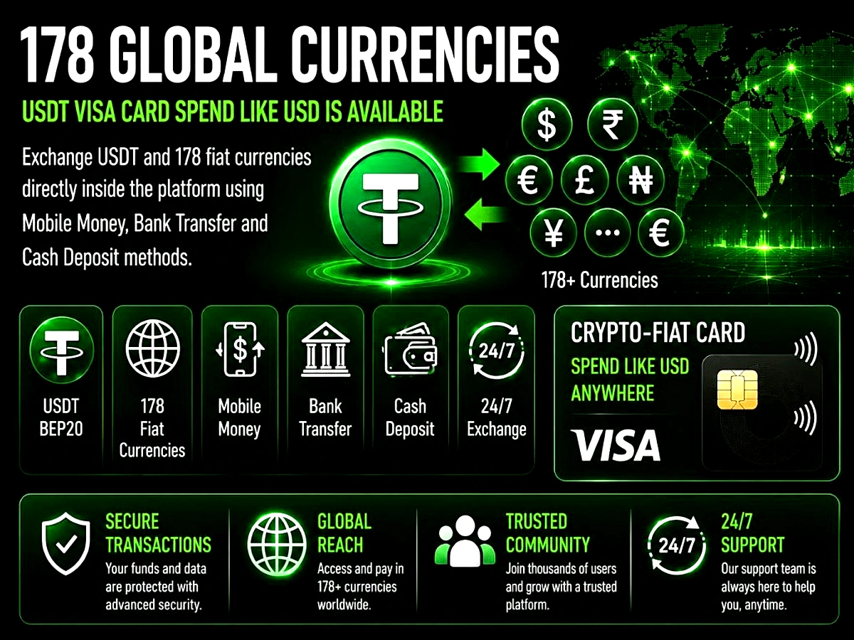 178 GLOBAL CURRENCIES — USDT VISA CARD
